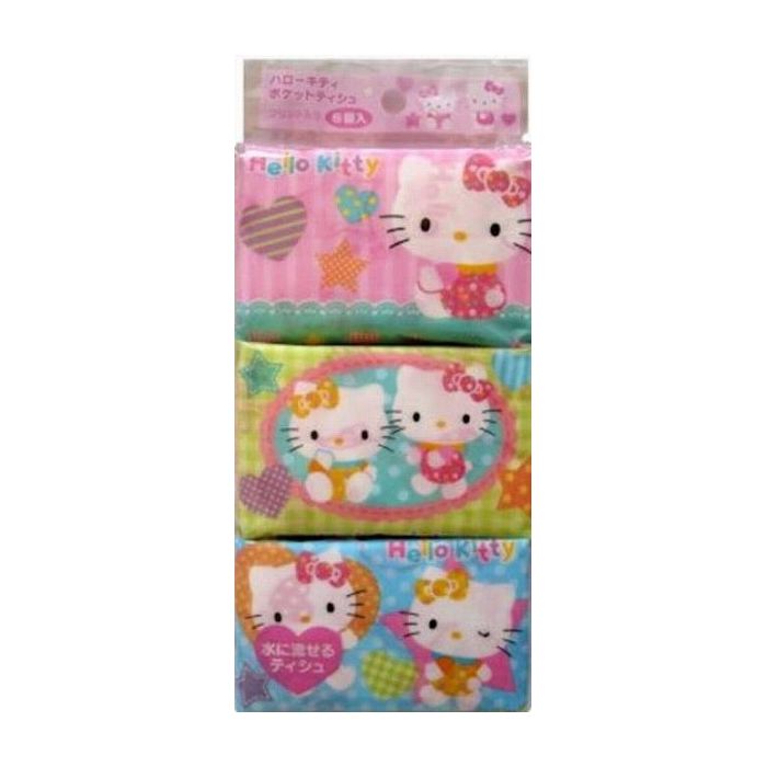 Pocket Tissue - ハヤシ商事 ハローキティ ミニポケットティッシュ 6個パック 日用品 日用消耗品 雑貨品(代引不可)