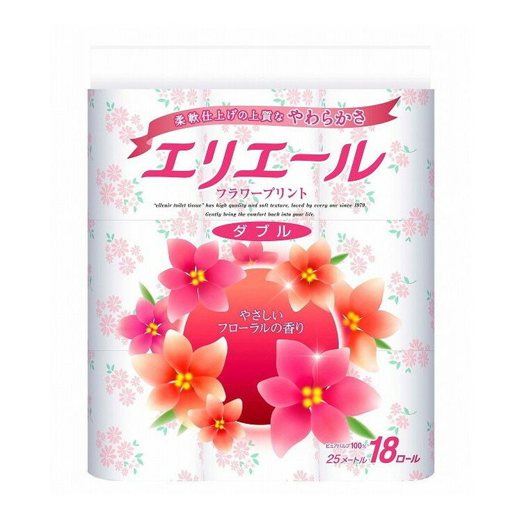 【単品4個セット】 エリエールフラワープリント18Rダブル 大王製紙株式会社(代引不可)【送料無料】