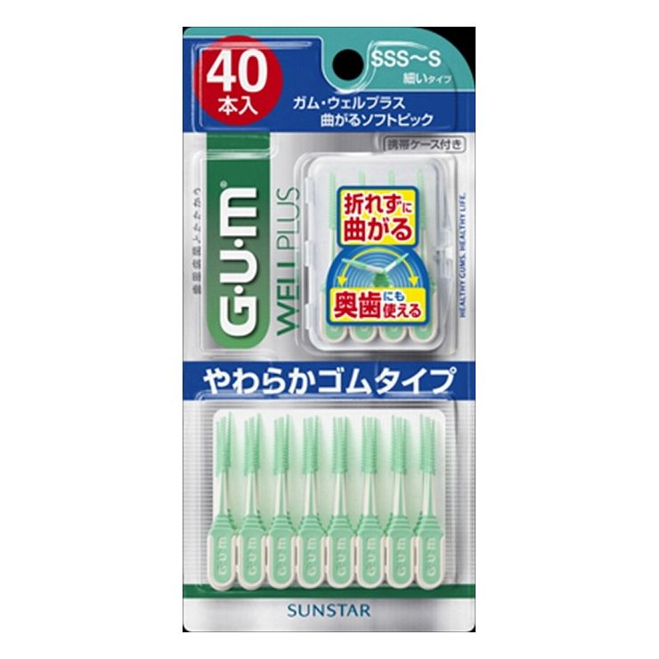 折れることなく柔軟に曲がるラバーハンドルを採用し、前歯はもちろん歯間クリーナーの届きにくい奥歯のスキマの歯周プラークもしっかりとかき出します。商品区分：雑品メーカー名：サンスター製造国または加工国：日本内容量：40本↓ご購入前に必ずお読みください。↓※メーカーの都合により予告なくパッケージ、内容等が変更となる場合がございます。※それにともなう返品、返金等は受け付けておりませんのでご了承のうえお買い求めください。【代引きについて】こちらの商品は、代引きでの出荷は受け付けておりません。【送料について】北海道、沖縄、離島は送料を頂きます。