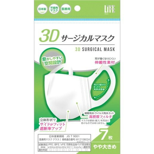 【12個セット】平和メディク 3Dサージカルマスクやや大きめサイズ7枚(代引不可)【送料無料】
