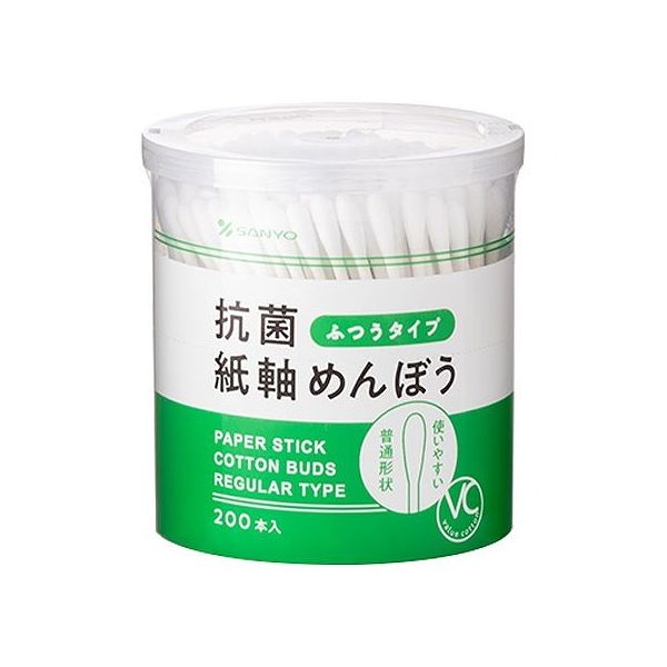 【単品4個セット】 山洋 VC20抗菌紙軸めんぼう180本(詰替)(代引不可)