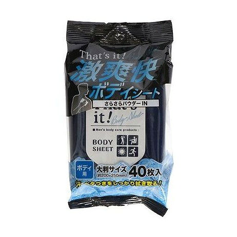 【商品詳細】汗、べたつきをしっかり拭きとる。大容量の40枚。成分:水、エタノール、タルク、BG、PEG-60水添ヒマシ油、メントール、アルムK、メチルパラベン、プロピルパラベン、プチルカルバミン酸ヨウ化プロピニル、DPG、ポリアミノプロピルビグアニド、EDTA-2a、香料商品区分:化粧品メーカー名:昭和紙工生産国・加工国:日本内容量:40枚【代引きについて】こちらの商品は、代引きでの出荷は受け付けておりません。【送料について】北海道、沖縄、離島は送料を頂きます。