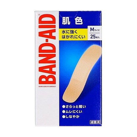 【商品詳細】貼り心地が良く、端からはがれにくい「オーバル形」を採用。ユニークなカタチがパッド部分（創傷部分）にかかるストレスを軽減します。また、テープの端が丸くなったことではがれにくく。すべてのバンドエイドは滅菌済です。成分:○テープ：ポリオレフィン〇粘着剤：スチレン、イソプレン、スチレン系粘着剤〇パッド：ポリエチレン加工不織布／一般医療機器／届出番号：13B3X10349000004商品区分：一般医療機器メーカー名:JNTLコンシューマーヘルス生産国・加工国:中華人民共和国内容量:25枚【代引きについて】こちらの商品は、代引きでの出荷は受け付けておりません。【送料について】北海道、沖縄、離島は送料を頂きます。