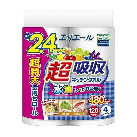 エリエール超吸収キッチンタオル4R(120カット) 大王製紙(代引不可)