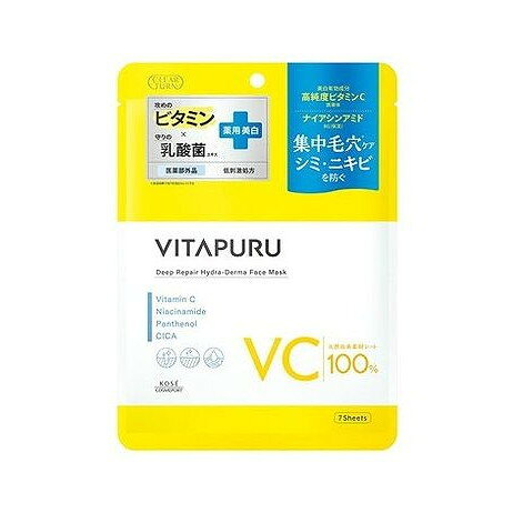 【商品詳細】ビタミン×乳酸菌で、毛穴目立ち・シミ・ニキビを防ぐ、薬用シートマスク。W有効成分配合で、健やかな透明美肌へみちびきます。商品区分:医薬部外品成分:配合成分；L−アスコルビン酸2−グルコシド※、グリチルリチン酸ジカリウム※、　精製水、1，3−ブチレングリコール、濃グリセリン、ポリオキシプロピレンジグリセリルエーテル、D−パントテニルアルコール、セイヨウナシ果汁発酵液、ニコチン酸アミド、リン酸L−アスコルビルマグネシウム、塩酸ピリドキシン、水溶性ツボクサエキス、エデト酸二ナトリウム、キサンタンガム、グリセリル−N−（2−メタクリロイルオキシエチル）カルバメート・メタクリル酸ステアリル共重合体、リン酸一水素ナトリウム、リン酸二水素ナトリウム、水酸化ナトリウム、フェノキシエタノール、カラメル　　※；有効成分　無印；その他の成分メーカー名:コーセーコスメポート生産国・加工国:日本内容量:7枚【代引きについて】こちらの商品は、代引きでの出荷は受け付けておりません。【送料について】北海道、沖縄、離島は送料を頂きます。