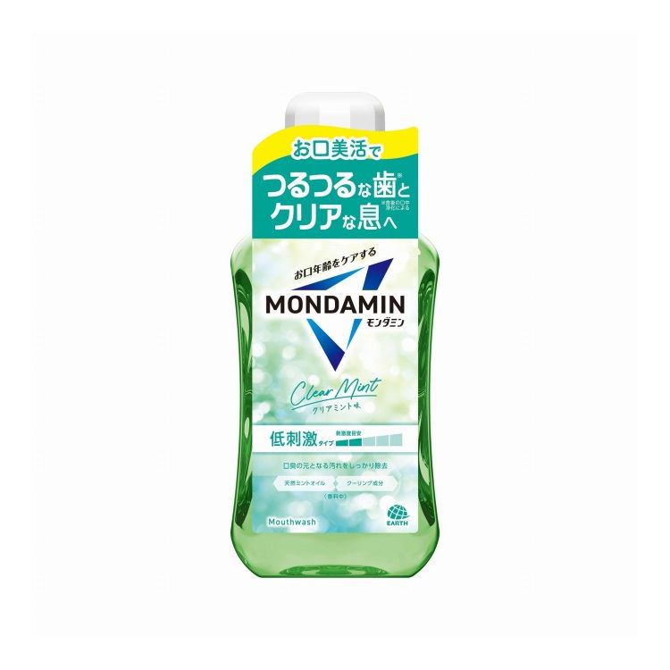 【商品詳細】透明感のある息が続く、お口美活のための洗口液。独自の洗浄成分配合で、歯垢、口臭などお口のトラブルの原因となるよごれを洗い流します。心地よいクリアミントの香味です。成分:溶剤：水、エタノール　湿潤剤：グリセリン　可溶化剤：PEG-60水添ヒマシ油　矯味剤：キシリトール、サッカリンNa　pH調整剤：リン酸Na、リン酸2Na　洗浄剤：セテス-25　洗浄補助剤：三リン酸5Na　保存剤：プロピルパラベン　香料（クリアミントタイプ）　着色剤：黄4、青1商品区分:化粧品メーカー名:アース製薬生産国・加工国:日本内容量:600mL【代引きについて】こちらの商品は、代引きでの出荷は受け付けておりません。【送料について】北海道、沖縄、離島は送料を頂きます。