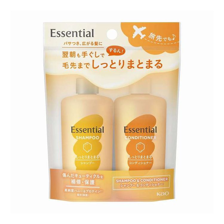 【単品15個セット】 花王 エッセンシャル しっとりまとまる シャンプー&コンディショナー ミニセット(代引不可)【送料無料】