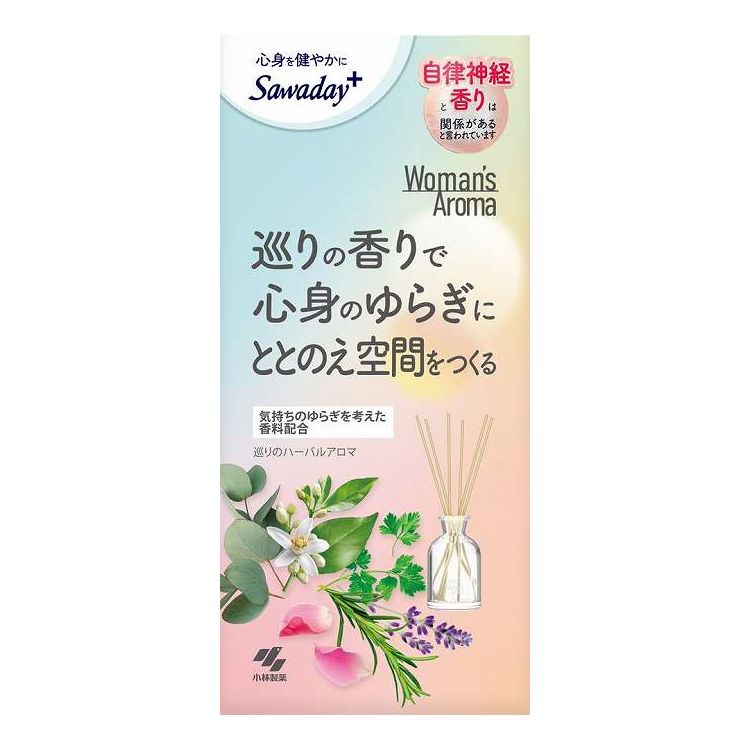 【商品詳細】●女性の心身のゆらぎを考えた巡りの香りで日々の暮らしをサポートする機能性芳香剤です●心落ち着くハーバルシトラス調の香りです●使用期間：約1〜2ヶ月（スティック6本の場合）※風が直接当たる場所、室温が高いなどの場合や季節により、極端に早くなくなることがありますメーカー名:小林製薬生産国・加工国:日本内容量:70mL【代引きについて】こちらの商品は、代引きでの出荷は受け付けておりません。【送料について】北海道、沖縄、離島は送料を頂きます。