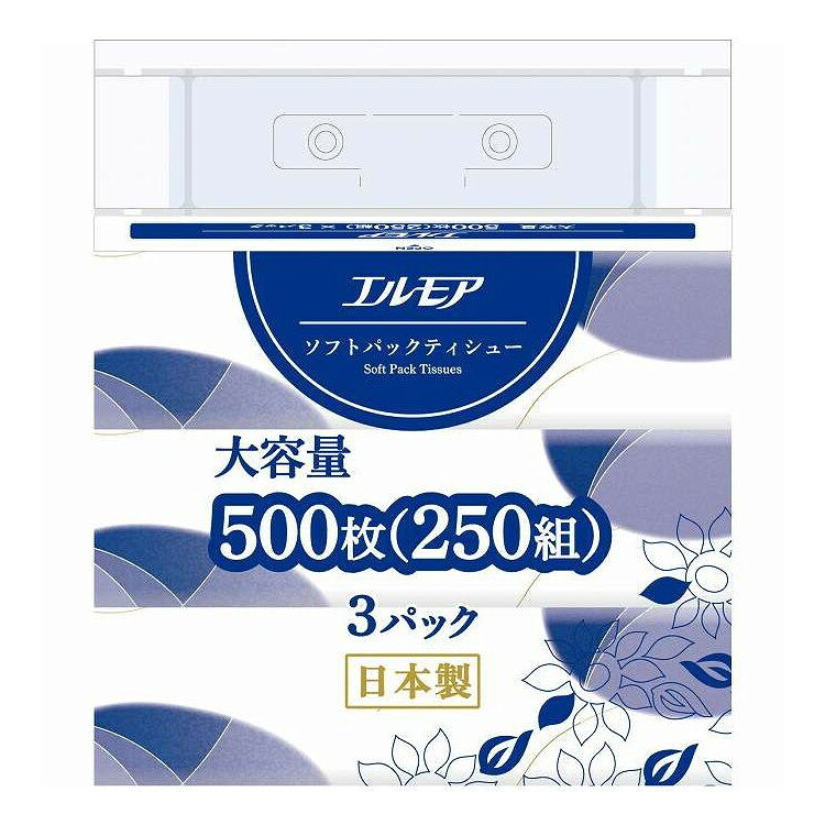Tissue （Box） - 【単品18個セット】 エルモア ソフトパックティシュー 大容量 3個ポリ カミ商事 3個(代引不可)【送料無料】