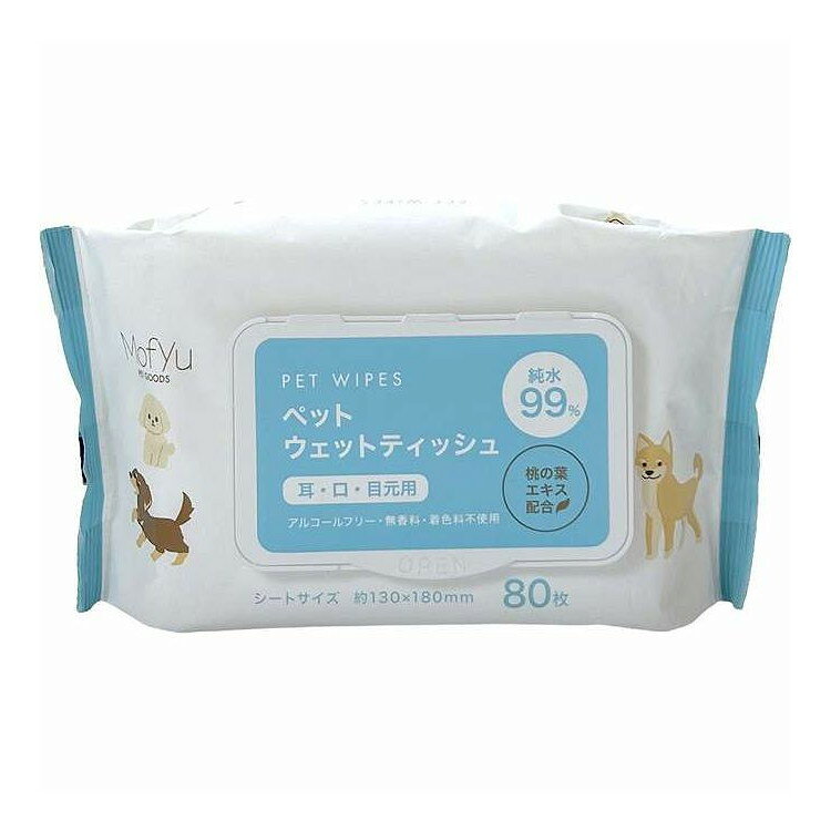【単品18個セット】 ペットウェットティッシュ 耳、口、目元用 明石通商 80枚(代引...