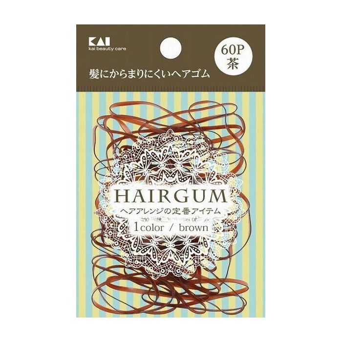 【単品5個セット】貝印 KQ0018 ゴムリング 茶 60本 日用品 日用消耗品 雑貨品(代引不可)【メール便（ゆ..