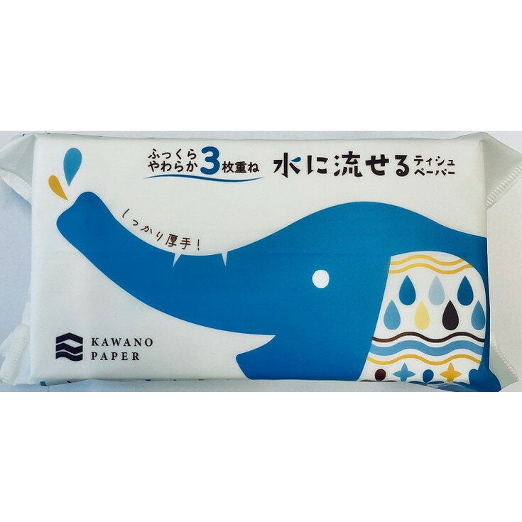 Tissue （Box） - 【単品5個セット】ふっくらやわらか3枚重ね水に流せるソフトパックティシュ100組 河野製紙(代引不可)