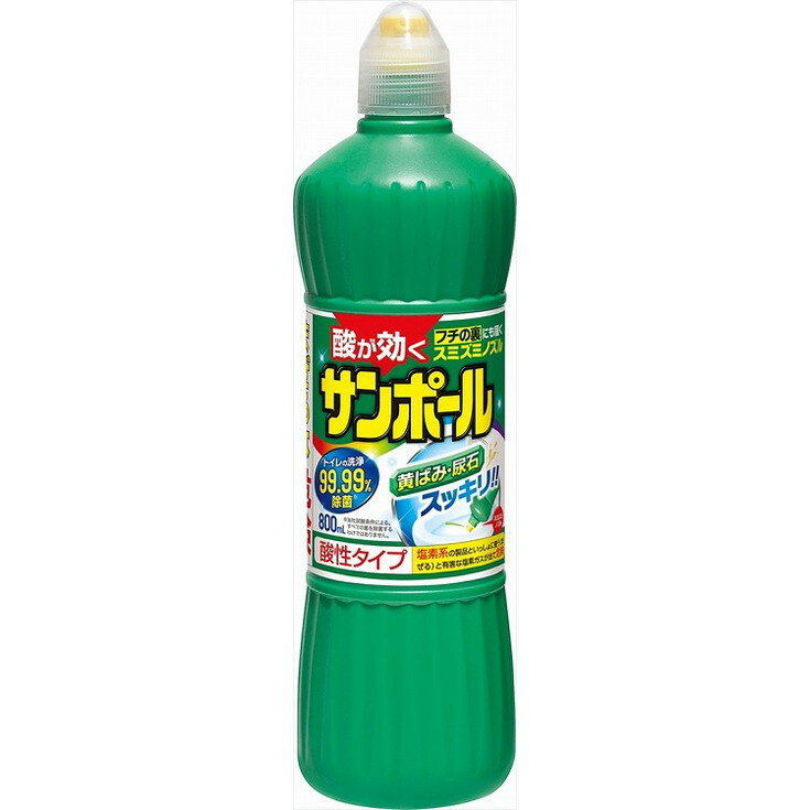 このページは4987115851733単品が7個セットの商品ページです【商品特徴】酸のちからとマイナスイオンの相乗効果で便器（陶器）のがんこな黄ばみ・尿石を化学分解して落とすトイレ用強力洗浄剤です。便器（陶器）のふちのウラまで液がかけやすいスミズミノズルです。かけた場所もよくわかり、たれ落ちにくいグリーンの液です。清潔感のあるさわやかな香りでニオイもスッキリ。目安の使用量では浄化槽の機能（微生物）への影響はありません。酸が効く。【製造者】大日本除虫菊株式会社【生産国】日本【単品内容量】800ML※メーカーの都合によりパッケージ、内容等が変更される場合がございます。当店はメーカーコード（JANコード）で管理をしている為それに伴う返品、返金等の対応は受け付けておりませんのでご了承の上お買い求めください。【代引きについて】こちらの商品は、代引きでの出荷は受け付けておりません。【送料について】北海道、沖縄、離島は別途送料を頂きます。