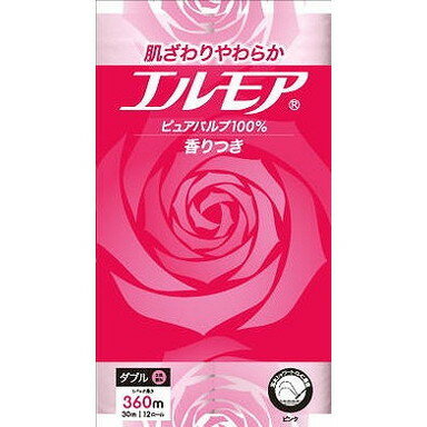 【単品10個セット】エルモア 12ロール ピンクダブル 30M 花の香り カミ商事(代引不可)【送料無料】