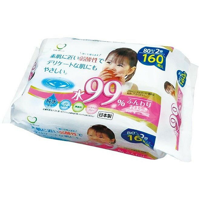 【単品6個セット】 ふんわり手口ふき水99%80枚2P ライフ堂(代引不可)