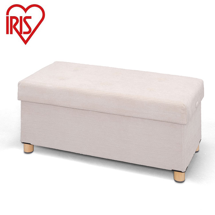 アイリスオーヤマ 脚付き収納スツール ワイド 収納ボックス 天然木 脚付き収納スツール オットマン 収..