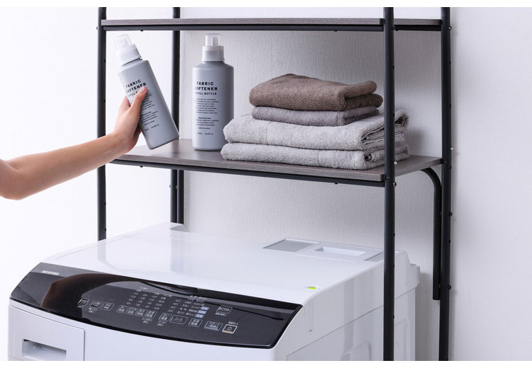 アイリスオーヤマ スタイルランドリーラック ハンガーバー付き HSLR-695R ブラック 洗濯機ラック IRIS OHYAMA(代引不可)【送料無料】