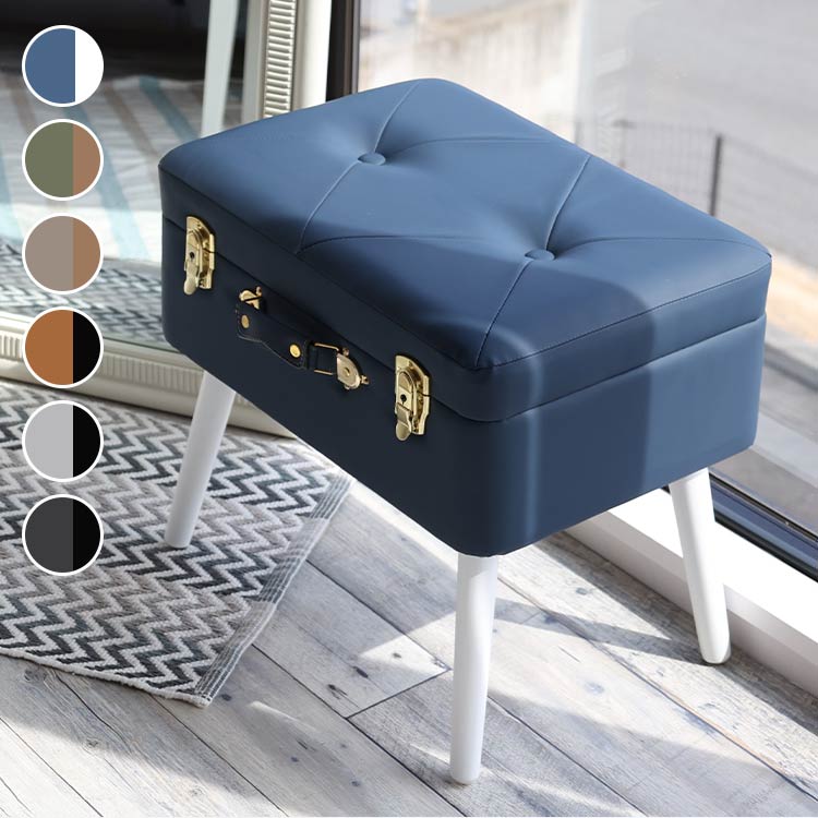 Wooden - トランクスツール デザイン収納スツール 選べる6色 かわいい 天然木脚 ファブリック/PUレザー 玄関収納 ベンチ 収納ボックス 収納ケース 椅子 チェア 可愛い おしゃれ(代引不可)【送料無料】