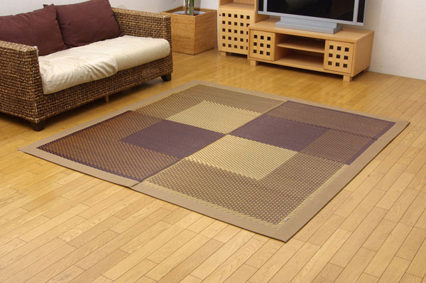 純国産 い草ラグカーペット 『DXモーニング』 ベージュ 約191×250cm （裏:不織布）【送料無料】【代引き不可】