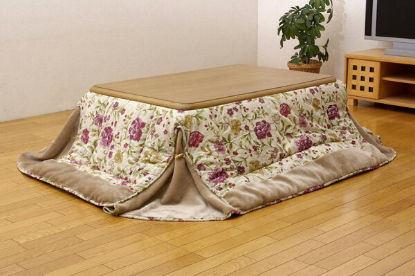 国内プリント こたつ薄掛け単品 『ナターシャNSK増量省S』 ベージュ 190×230cm（中綿増量タイプ）【送料無料】
