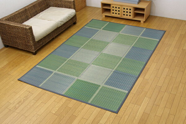 Character Pattern - 純国産 い草花ござ 『FUBUKI』 グリーン 江戸間4.5畳（約261×261cm）(代引き不可)【送料無料】
