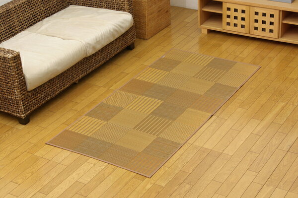 Plain - 純国産 い草花ござ 『DX京刺子』 ベージュ 江戸間1畳（約87×174cm）（裏:不織布）(代引き不可)【送料無料】
