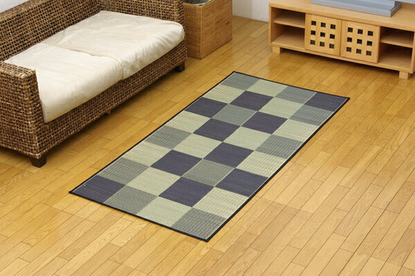 純国産 い草花ござ 『Fブロック』 グレー 江戸間1畳（約87×174cm）（裏:ウレタン）(代引き不可)【送料無料】