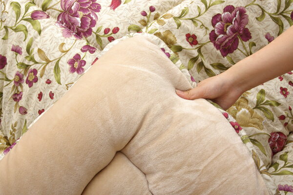 国内プリント こたつ厚掛敷布団セット 『クレージュ』 ベージュ 205×205cm（裏地:フランネル）(代引き不可)【送料無料】