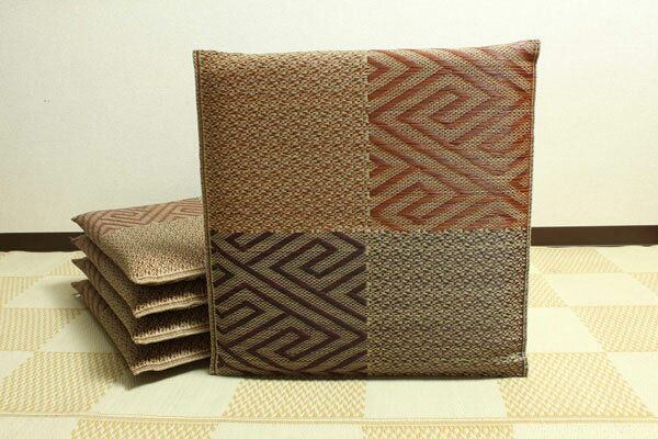 Fabrics - 純国産 織込千鳥 い草座布団 『五風 5枚組』 ブラウン 約55×55cm×5P(代引不可)【送料無料】
