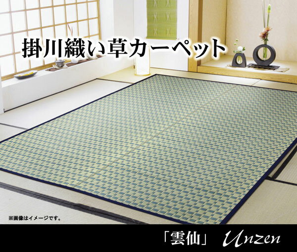 Kiretto - 掛川織 い草カーペット 『雲仙』 ブルー 本間8畳（約382×382cm)(代引不可)【送料無料】
