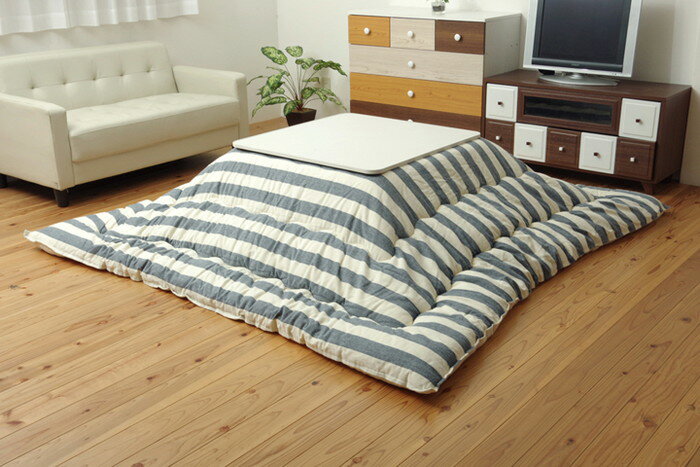 こたつ インド綿 こたつ布団 長方形 掛け単品 『ロカ』 ネイビー 205x245cm(代引不可)【送料無料】のサムネイル