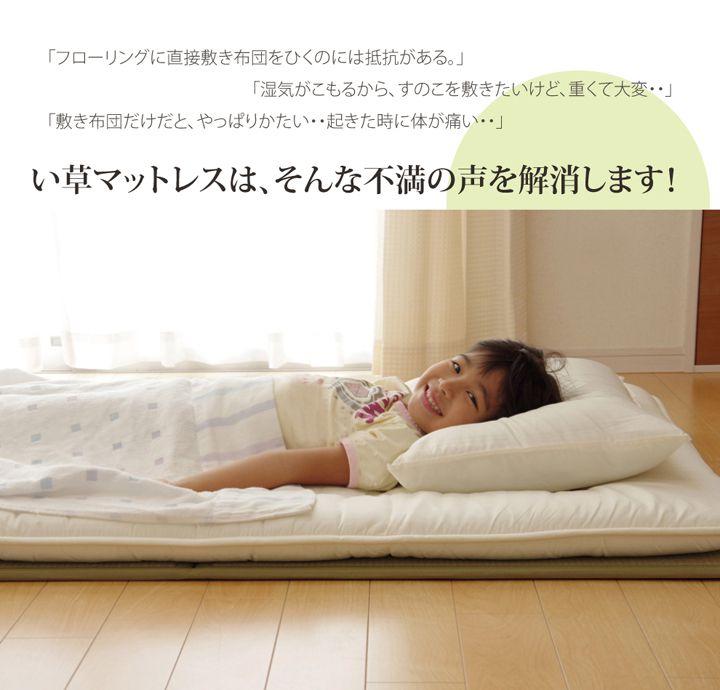 マットレス ダブル 三つ折り い草 置き畳 国産 『い草マットレス』 約140×210cm (裏:不織布) 井草 たたみ ベッド 敷布団(代引不可)【送料無料】