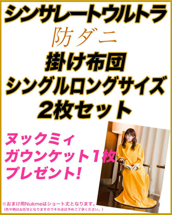シンサレート ウルトラ 掛け布団 シングルロングサイズ 掛け布団2枚セットヌックミィ付き(代引不可)【送料無料】 [3]