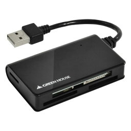 グリーンハウス SDXC対応USB2.0カードリーダ/ライタ ブラック GH-CRM1A-BK(代引き不可)