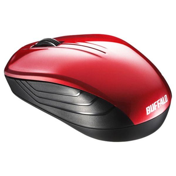 BUFFALO 無線 BlueLED 3ボタン スタンダードマウス レッド BSMBW107RD(代引き不可)