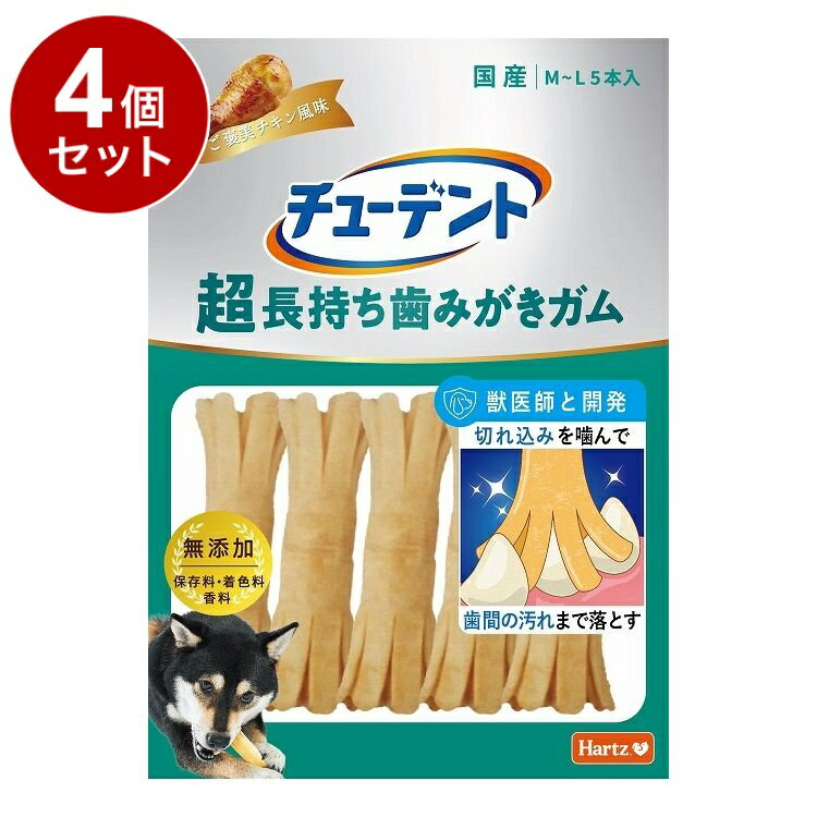 【4個セット】 住商アグロ チューデント 超長持ち歯みがきガム M‐L ご褒美チキン風味 5本【送料無料】