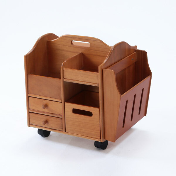 桐製 便利ワゴン ローライプ キャスター付き 収納力抜群 サイドワゴン リモコン収納 雑誌 引き出し(代..