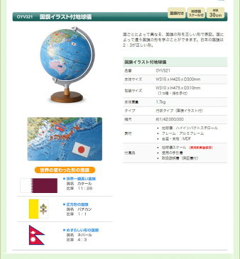 レイメイ藤井 国旗イラスト付地球儀 OYV321【送料無料】【smtb-f】