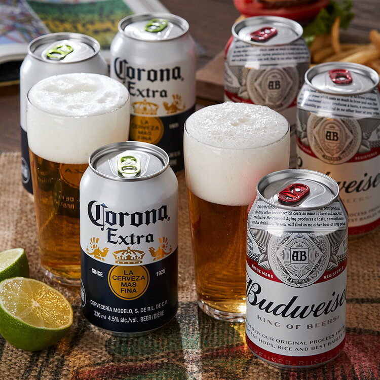 人気の海外ビール飲み比べ バドワイザー & コロナビール 6缶 セット ビール Budweiser Colona ギフト 贈り物 プレゼント 贈答 箱入 ギフトボックス【送料無料】