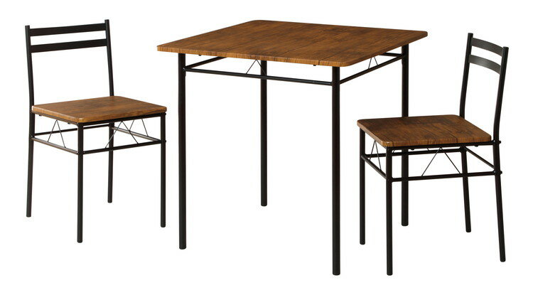 ダイニング3点セット ブラウン ダイニングテーブル ダイニングチェア テーブル イス 椅子 チェア 机 リビング ダイニング 長方形 木目 ヴィンテージ風 おしゃれ(代引不可)【送料無料】 [2]