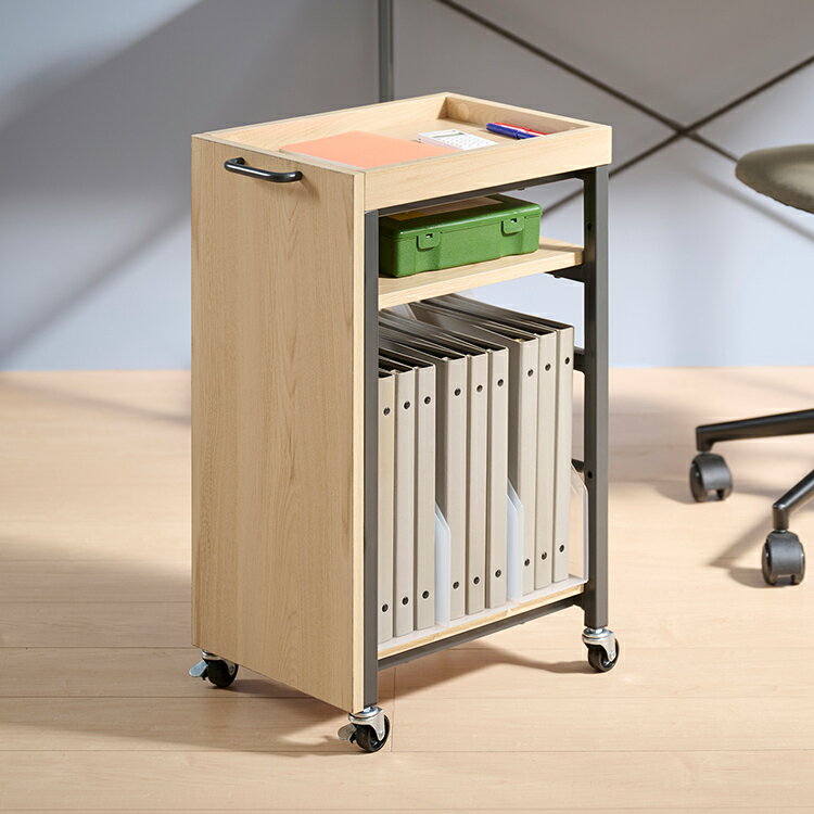 デスクワゴン A4サイズ可 幅27 奥行40.5 高さ61.5cm キャスター付き 高さ調節可能 可動棚 モダン おしゃれ リビング リモートワーク オフィス デスク ワゴン ヴァンナ VAN-W27(NA)(代引不可)【送料無料】