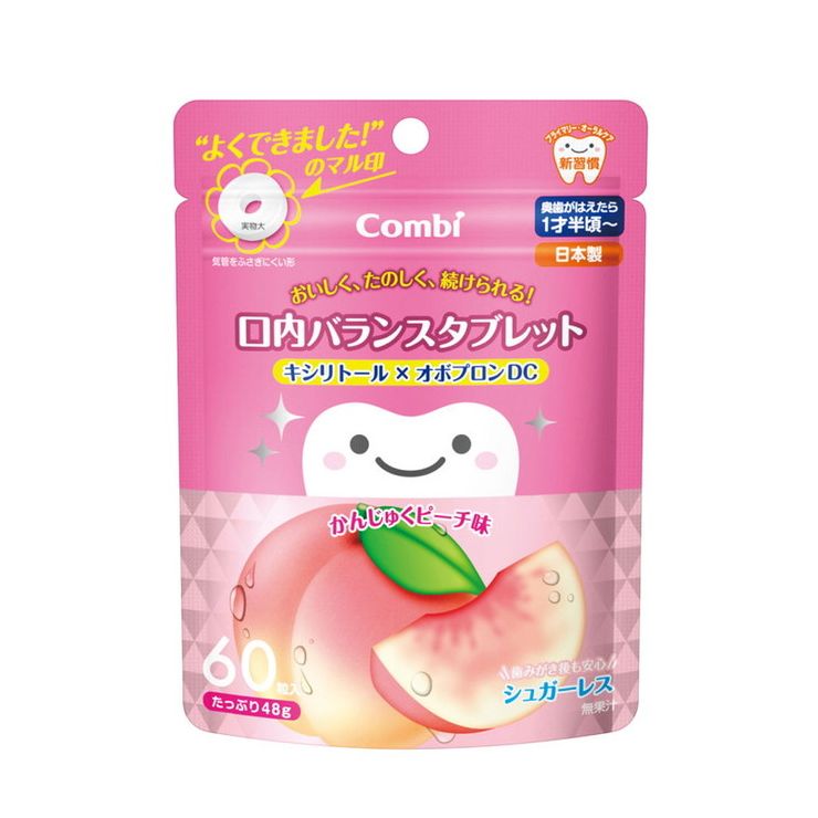 【発売元:コンビ】おいしく、たのしく続けられる!歯みがきを嫌がるお子さまや、妊娠中に歯みがきができないプレママの健康な口内環境づくりをサポート。ごほうびやおやつ代わりにも大活躍のタブレット!●プラーク(歯垢)にアプローチするオボプロンDCが配合された、おいしく楽しめるタブレットで、オーラルケアの新習慣を!★オボプロンDCとは・・・口の中では、砂糖を原料にしてネバネバしたグルカンが作られ、歯にプラーク(歯垢)として付着します。オボプロンDCは、プラークにアプローチし、健康な口内環境づくりをサポート。また、安心安全に食べられる卵由来成分なので、口内ケアに理想的な食品素材です。個装サイズ:105X142X30mm個装重量:約54g内容量:48g(60粒)ケースサイズ:54.8X17X32.6cmケース重量:約4.2kg製造国:日本【名称】還元パラチノース含有加工食品【1才半頃〜(奥歯がはえたら)】【原材料】還元パラチノース(国内製造)、マルチトール、卵黄粉末(卵を含む)、イソマルトオリゴ糖/甘味料(キシリトール)、セルロース、ステアリン酸カルシウム、香料【栄養成分表示(1袋(48g)当たり)】エネルギー・・・191.04kcaLたんぱく質・・・0.19g脂質・・・0.91g炭水化物・・・45.45g　-糖類・・・0g食塩相当量・・・0.01g【お召し上がり方】・食後のおやつや、歯みがき後などに1日3粒程度を目安にお召し上がりください。・お子さまがまだ慣れないうちは、細かく砕いたり、小さく割ってからお与えください。・一度に多量に食べると、体質によってお腹がゆるくなることがあります。【注意】・お子さまには1才半頃、奥歯がはえるまでは食べさせないでください。また、のど詰まりを防ぐため、必ずそばに付き添い、食べおわるまで絶対に目を離さないでください。・食品によるアレルギーが認められている方は、原材料名をご確認ください。・お子さまの手の届かないところに保管してください。・体調や体質にあわない場合は使用を中止してください。・開封後はしっかりチャックを閉め、賞味期限にかかわらずお早めにお召し上がりください。・乾燥剤が入っていますので、お子さまが誤って口に入れないよう、ご注意ください。【保存方法】高温多湿、直射日光を避けて保管し、開封後はお早めにお召し上がりください。【賞味期限】パッケージに記載※メーカーの都合によりパッケージ、内容等が変更される場合がございます。当店はメーカーコード（JANコード）で管理をしている為それに伴う返品、返金等の対応は受け付けておりませんのでご了承の上お買い求めください。【送料について】北海道、沖縄、離島は送料を頂きます。【発売元:コンビ】おいしく、たのしく続けられる!歯みがきを嫌がるお子さまや、妊娠中に歯みがきができないプレママの健康な口内環境づくりをサポート。ごほうびやおやつ代わりにも大活躍のタブレット!●プラーク(歯垢)にアプローチするオボプロンDCが配合された、おいしく楽しめるタブレットで、オーラルケアの新習慣を!★オボプロンDCとは・・・口の中では、砂糖を原料にしてネバネバしたグルカンが作られ、歯にプラーク(歯垢)として付着します。オボプロンDCは、プラークにアプローチし、健康な口内環境づくりをサポート。また、安心安全に食べられる卵由来成分なので、口内ケアに理想的な食品素材です。個装サイズ:105X142X30mm個装重量:約54g内容量:48g(60粒)ケースサイズ:54.8X17X32.6cmケース重量:約4.2kg製造国:日本【名称】還元パラチノース含有加工食品【1才半頃〜(奥歯がはえたら)】【原材料】還元パラチノース(国内製造)、マルチトール、卵黄粉末(卵を含む)、イソマルトオリゴ糖/甘味料(キシリトール)、セルロース、ステアリン酸カルシウム、香料【栄養成分表示(1袋(48g)当たり)】エネルギー・・・191.04kcaLたんぱく質・・・0.19g脂質・・・0.91g炭水化物・・・45.45g　-糖類・・・0g食塩相当量・・・0.01g【お召し上がり方】・食後のおやつや、歯みがき後などに1日3粒程度を目安にお召し上がりください。・お子さまがまだ慣れないうちは、細かく砕いたり、小さく割ってからお与えください。・一度に多量に食べると、体質によってお腹がゆるくなることがあります。【注意】・お子さまには1才半頃、奥歯がはえるまでは食べさせないでください。また、のど詰まりを防ぐため、必ずそばに付き添い、食べおわるまで絶対に目を離さないでください。・食品によるアレルギーが認められている方は、原材料名をご確認ください。・お子さまの手の届かないところに保管してください。・体調や体質にあわない場合は使用を中止してください。・開封後はしっかりチャックを閉め、賞味期限にかかわらずお早めにお召し上がりください。・乾燥剤が入っていますので、お子さまが誤って口に入れないよう、ご注意ください。【保存方法】高温多湿、直射日光を避けて保管し、開封後はお早めにお召し上がりください。【賞味期限】パッケージに記載