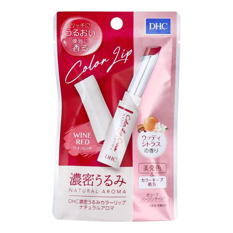 乐天商城 - DHC 濃密うるみ カラーリップ ナチュラルアロマ ワインレッド ウッディシトラスの香り 1.5g