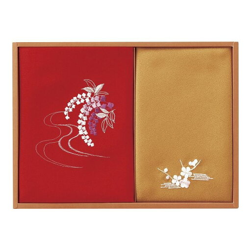 刺繍入り二巾風呂敷&刺繍入り金封包み 赤 H018(代引不可)【送料無料】 刺繍入り二巾風呂敷&刺繍入り金封包み 赤 H018(代引不可)【送料無料】