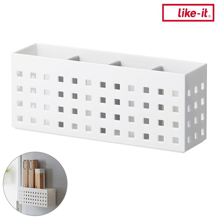 マグネット収納の魅力を最大限に引き出した便利なアイテム『Mag-on』シリーズ。冷蔵庫や洗濯機、スチール製のレンジ台やデスク、ロッカー、マンションのスチールドアなどに強力マグネットで簡単着脱。出し入れがしやすく見た目もスッキリ 。仕切り3枚付きだから、長いラップなども倒れずに収納OK!ズレ落ちを防ぐ吸盤は地球にやさしいオレフィン系材料。強力マグネットは設置面にやさしい、キズ防止加工。グッドデザイン賞受賞商品!本体サイズ:約W247×D79×H105mm素材・材質:本体・仕切り=ポリプロピレン、マグネット/吸盤=オレフィン系樹脂生産国:日本耐荷重:約800g(衝撃や設置面の表面仕上げにより差があります。)【代引きについて】こちらの商品は、代引きでの出荷は受け付けておりません。【送料について】北海道、沖縄、離島は別途送料を頂きます。ライクイット マグネット収納ペンスタンドペンスタンド ロングメモ/レターケース小物入れ3連フック5連フックキッチンペーパーホルダーボックスティッシュケースタオル掛けタオル掛け 伸縮タイプゴミ袋ホルダーポリ袋ストッカー (吸盤付き)