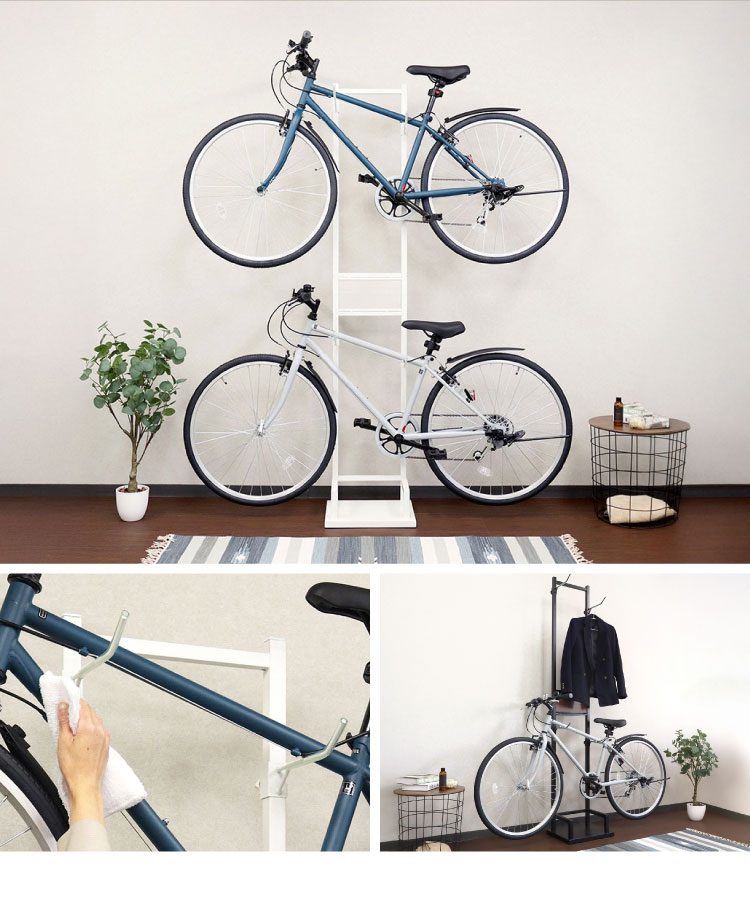 自転車スタンド 2台用 室内保管用 Lex レック 盗難防止 6段階 高さ調整可能 保護チューブ付き 自転車を傷つけない 木目プレート スタンド 自転車 固定 室内 転倒防止 おしゃれ サイクル 省スペース(代引不可)【送料無料】