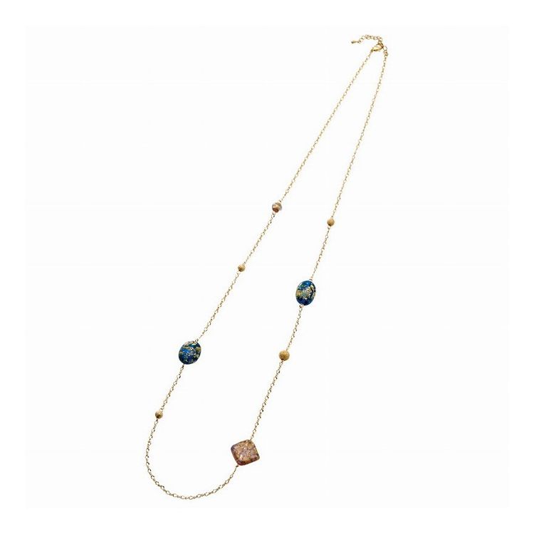 金箔ガラスネックレス 200-APGGNK-BL 装身具 ブルー cocoro(代引不可)【送料無料】