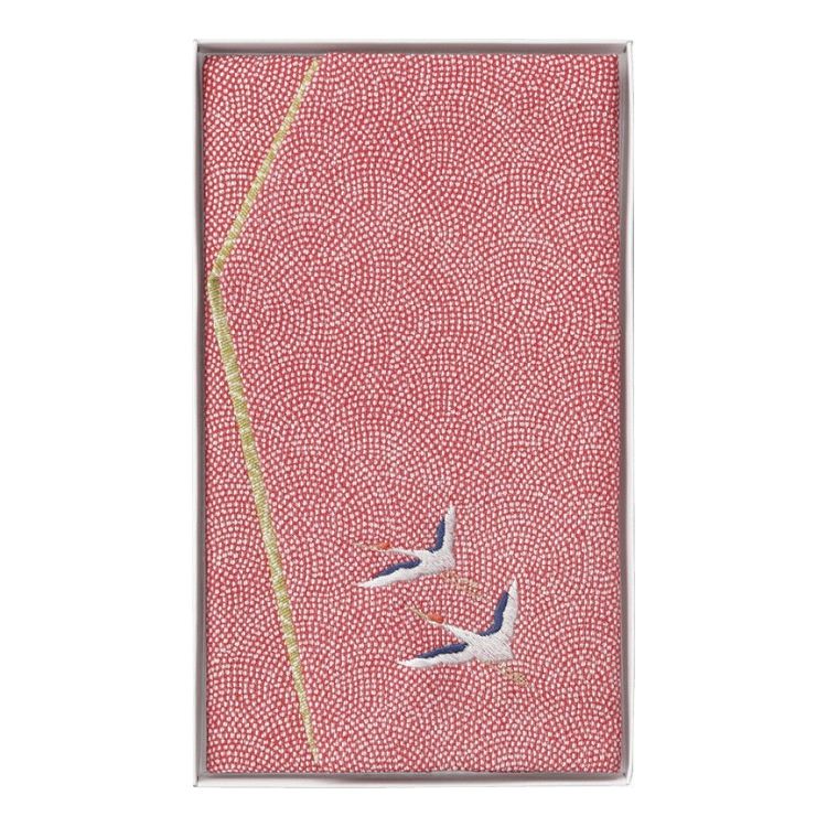 洛北 刺繍入り金封ふくさ 赤鶴 H033A(代引不可)【送料無料】