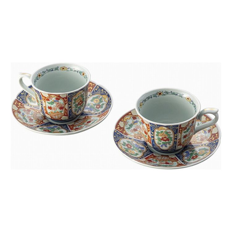 波佐見焼 珈琲碗皿2客揃 錦鳳凰絵 009-227(代引不可)【送料無料】