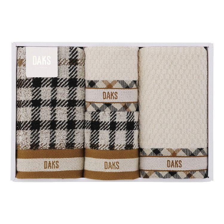 DAKS ダブルハウスチェック フェイスタオル2P&タオルハンカチ2P 55-3089400(代引不可)【送料無料】